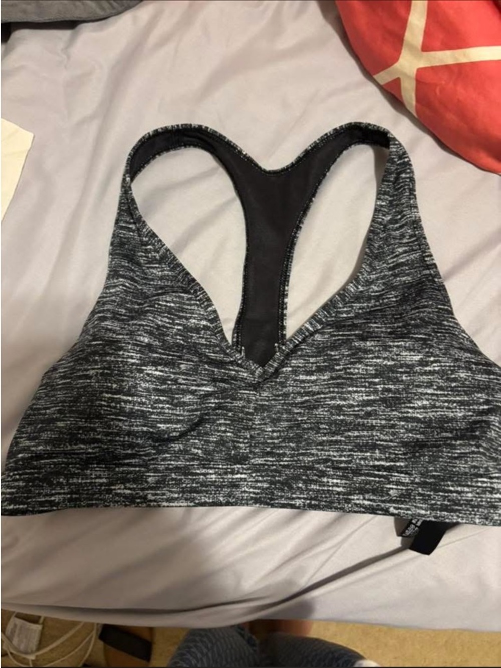 Victoria's Secret Black and Gray Space-Dye Racerback Sports Bra